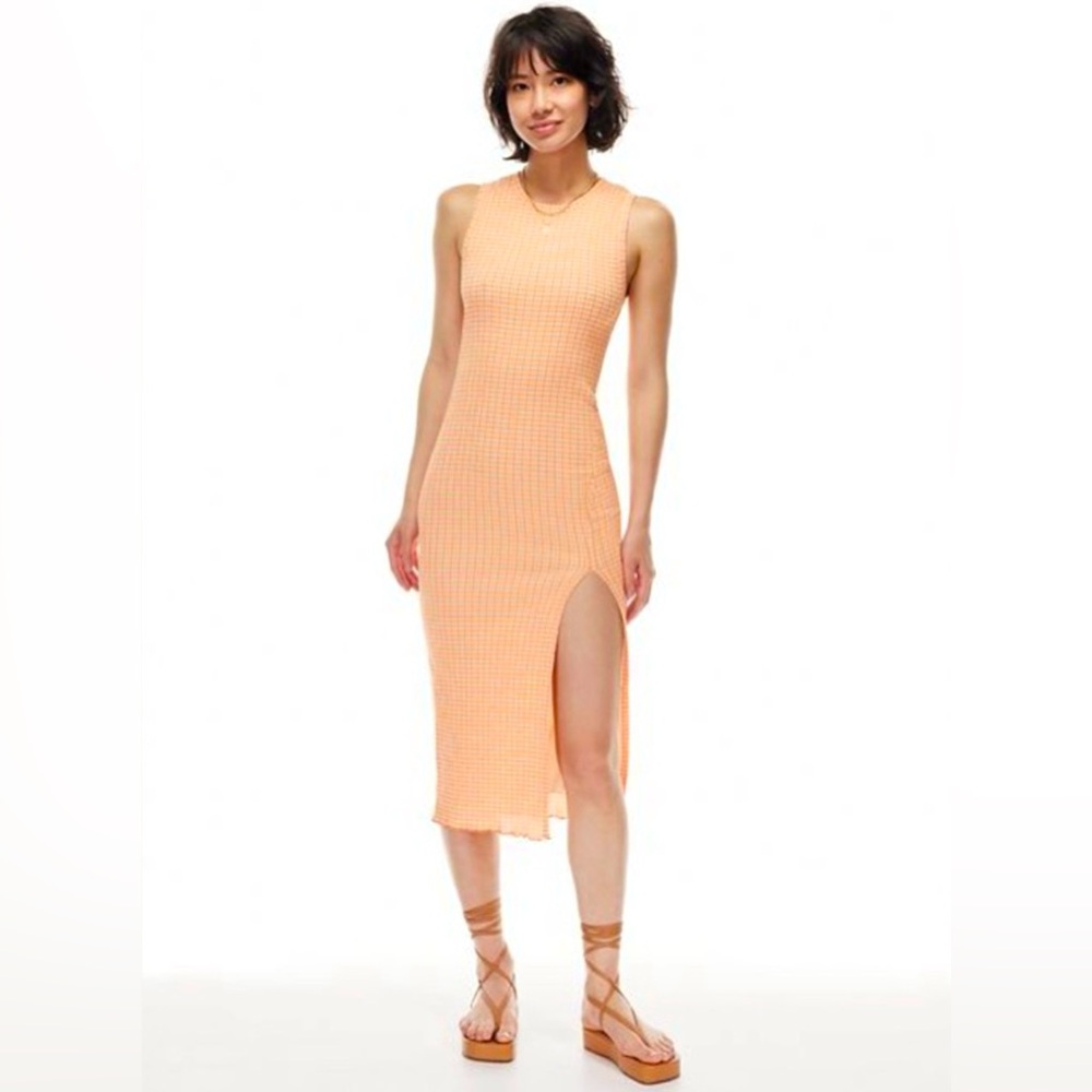ARITZIA - WILFRED Orange and white gingham checker dress